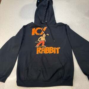Icy Rabbit Graphic Pullover Hoodie Skateboard Design Black
